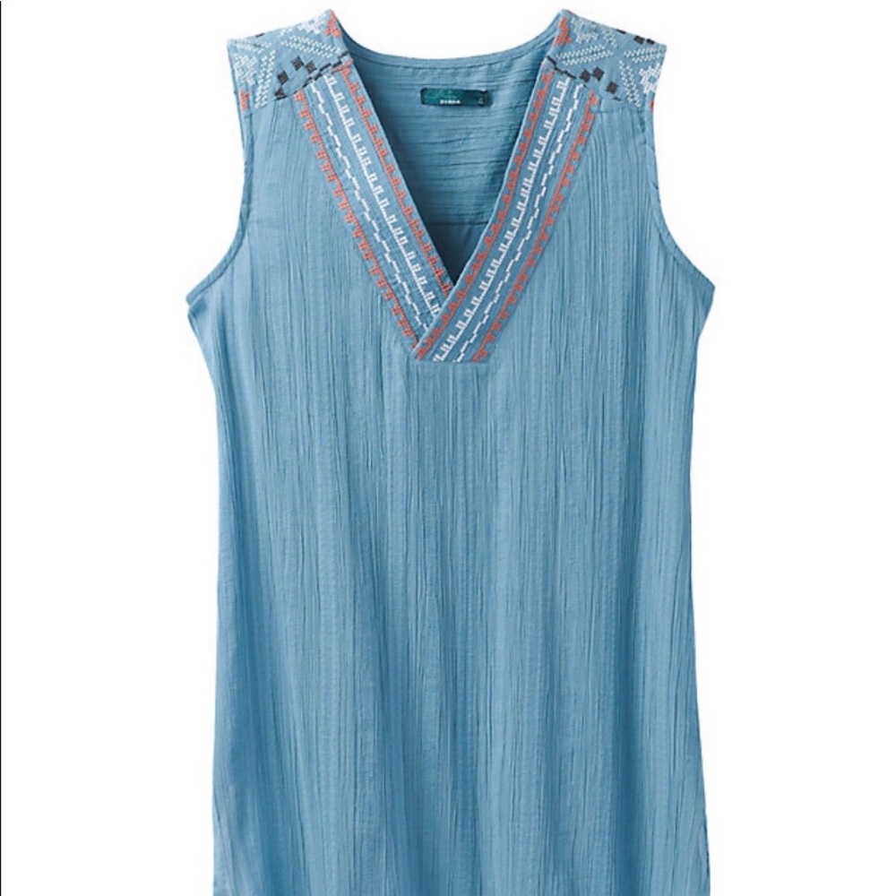 ⭐️Prana⭐️Heloise Tunic Embroidered Blue Cotton Tank Top Active Outdoors Wo's S